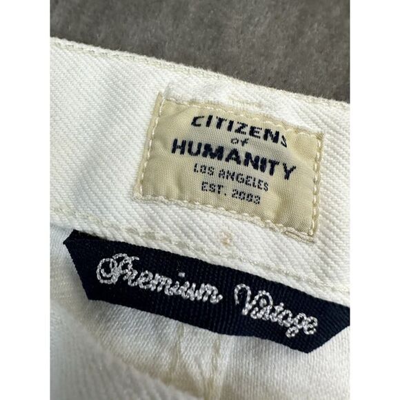 $228 CITIZENS OF HUMANITY EMERY CROP JEANS MOONSTONE WHITE DISTRESS SZ 29 - Picture 11 of 14